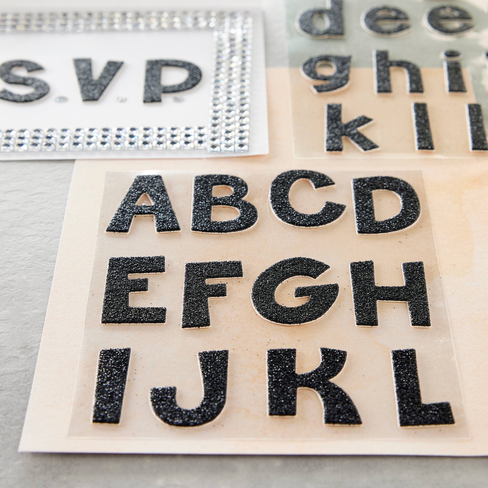 Black Glitter Alphabet Chipboard Stickers by Recollections™